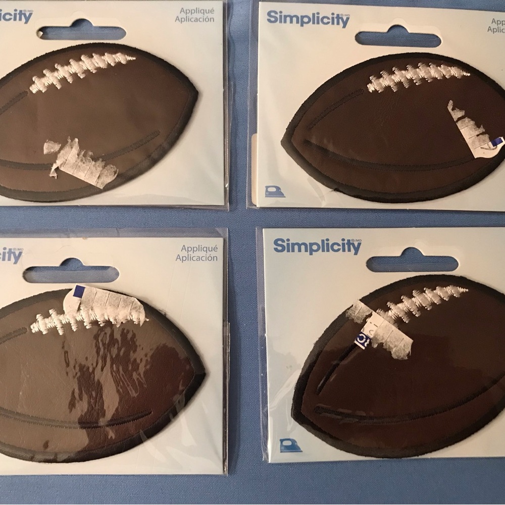 Simplicity Brown Football Appliqué Patch - Pack of 4 jean hat decor iron on